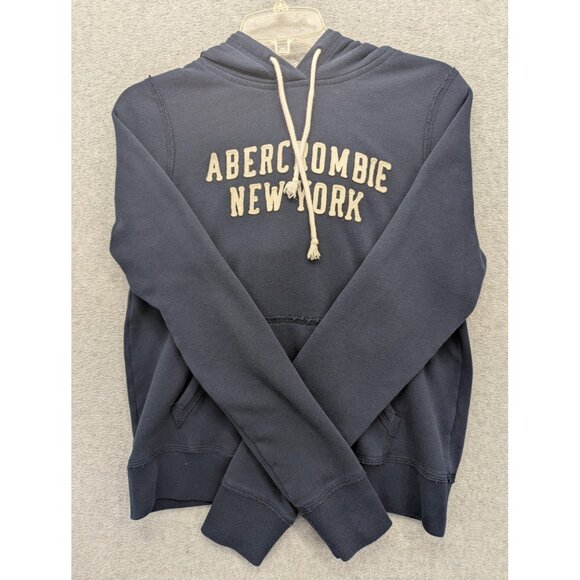 Abercrombie & Fitch Hoodie Mens Small Navy Blue Abercrombie New York Pullover - Picture 1 of 9